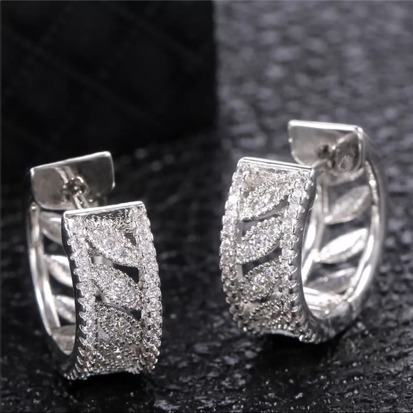 *NEW*Luxury 925 Silver Bridal Diamond Earrings - Picture 4 of 6